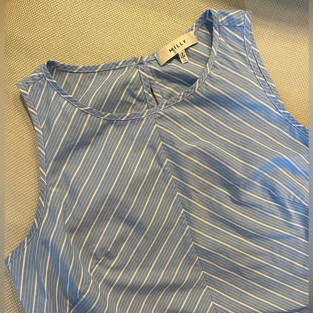 Milly Blue/White Striped Crop Top